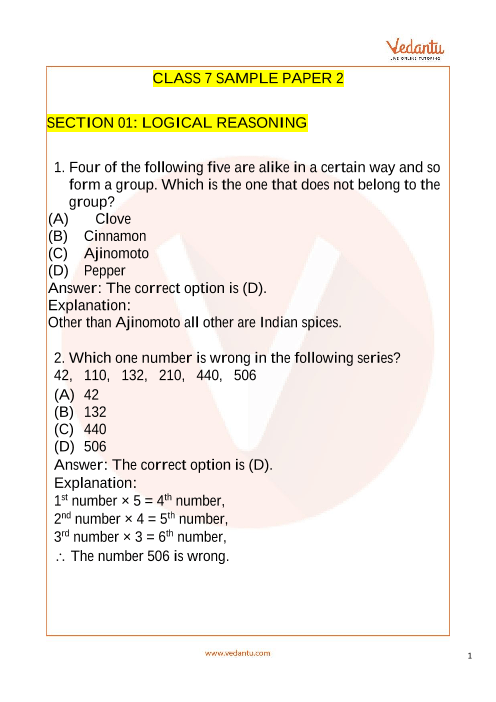 nso science olympiad sample paper 2 for class 7 with solutions