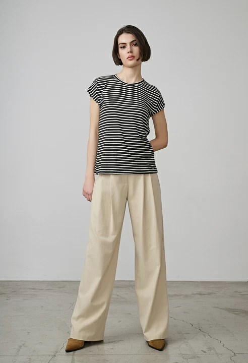  Παντελόνι με διπλή πιέτα - Μπεζ 2025