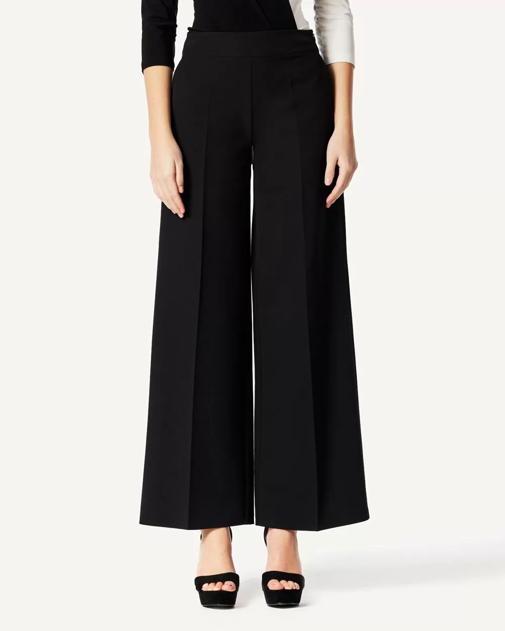  Παντελόνα με φαρδύ πατζάκι - Μαύρο 2025