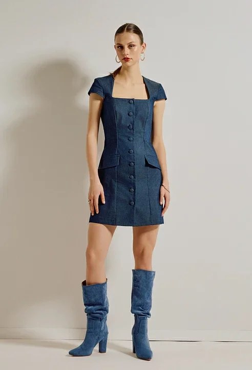  Φόρεμα τζιν με κουμπιά - Μπλέ 2026