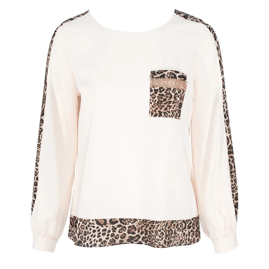  Μπλούζα με λεπτομέρεια animal print - Εκρού 2025