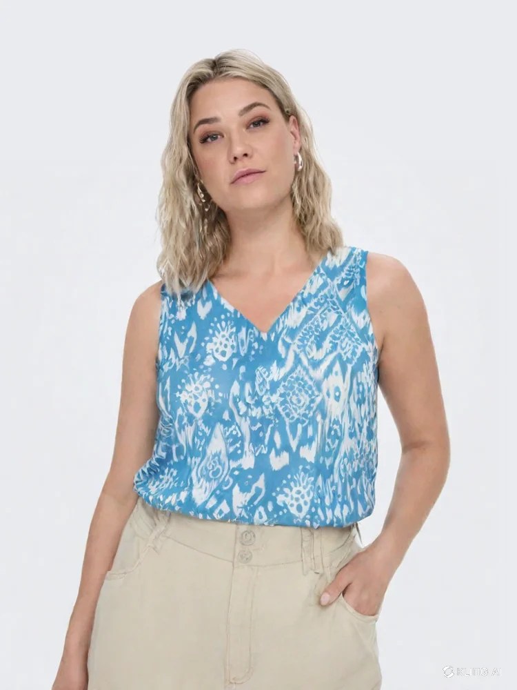  Αμάνικη μπλούζα εμπριμέ - Σιέλ 2025