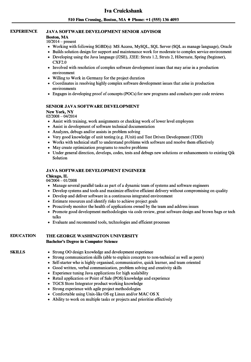 Do you need a resume objective or summary as a software developer? Java Software Development Resume Samples Velvet Jobs