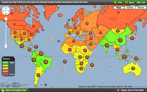 Mapa mundial de las especies vegetales