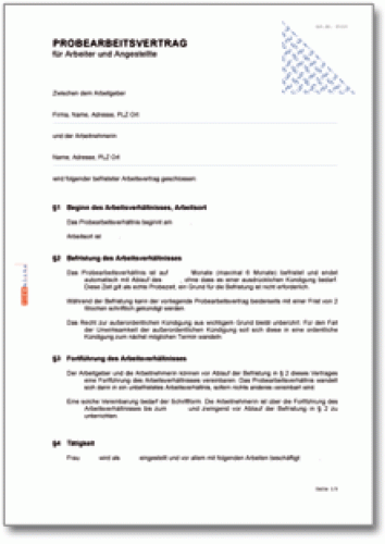 Die erste entspricht weitgehend einer traditionellen bewerbung. Probearbeitsvertrag â