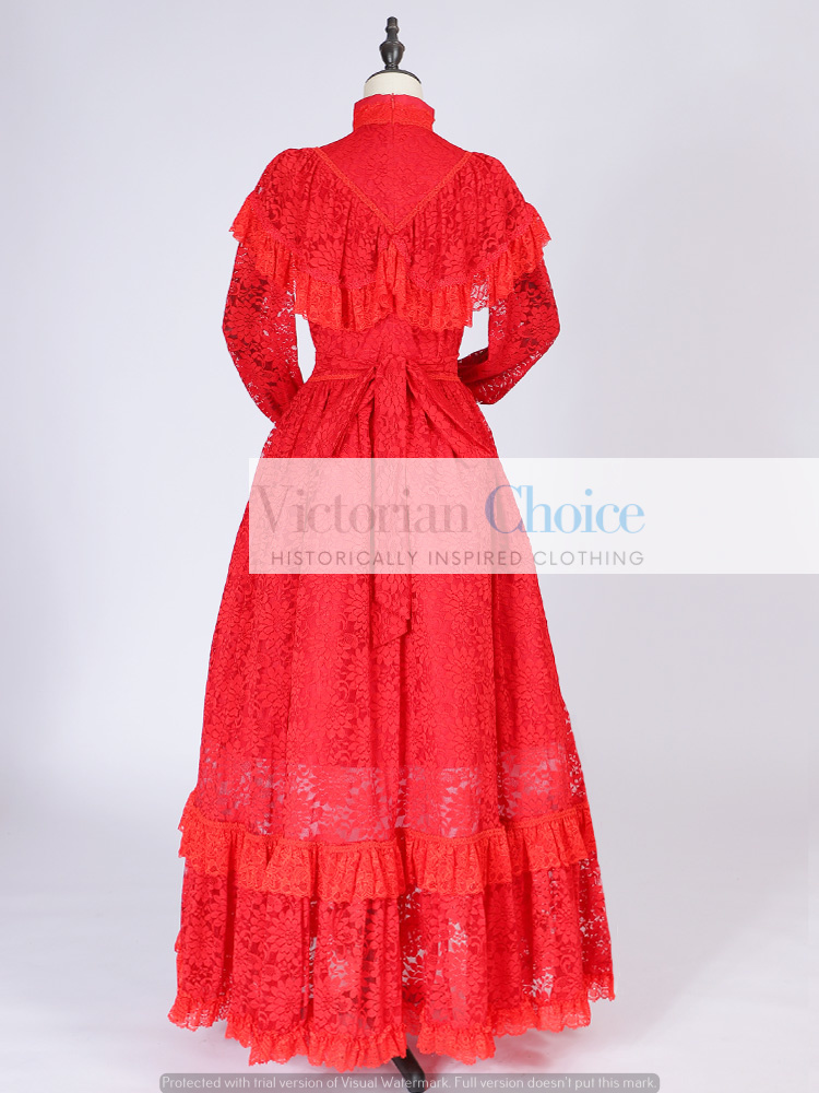 Victorian Beetlejuice Red Gothic Lydia Deetz Wedding Dress Premium