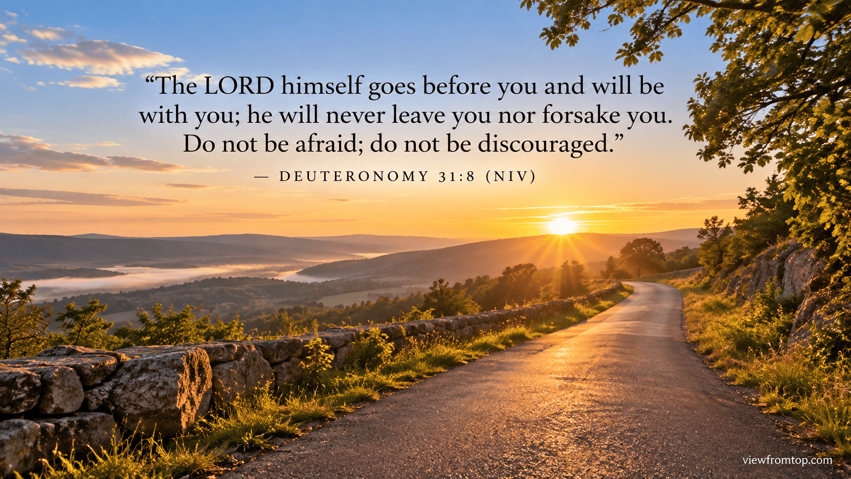 Deuteronomy 31:8 NIV Scripture reflection about God going before us and never leaving or forsaking us