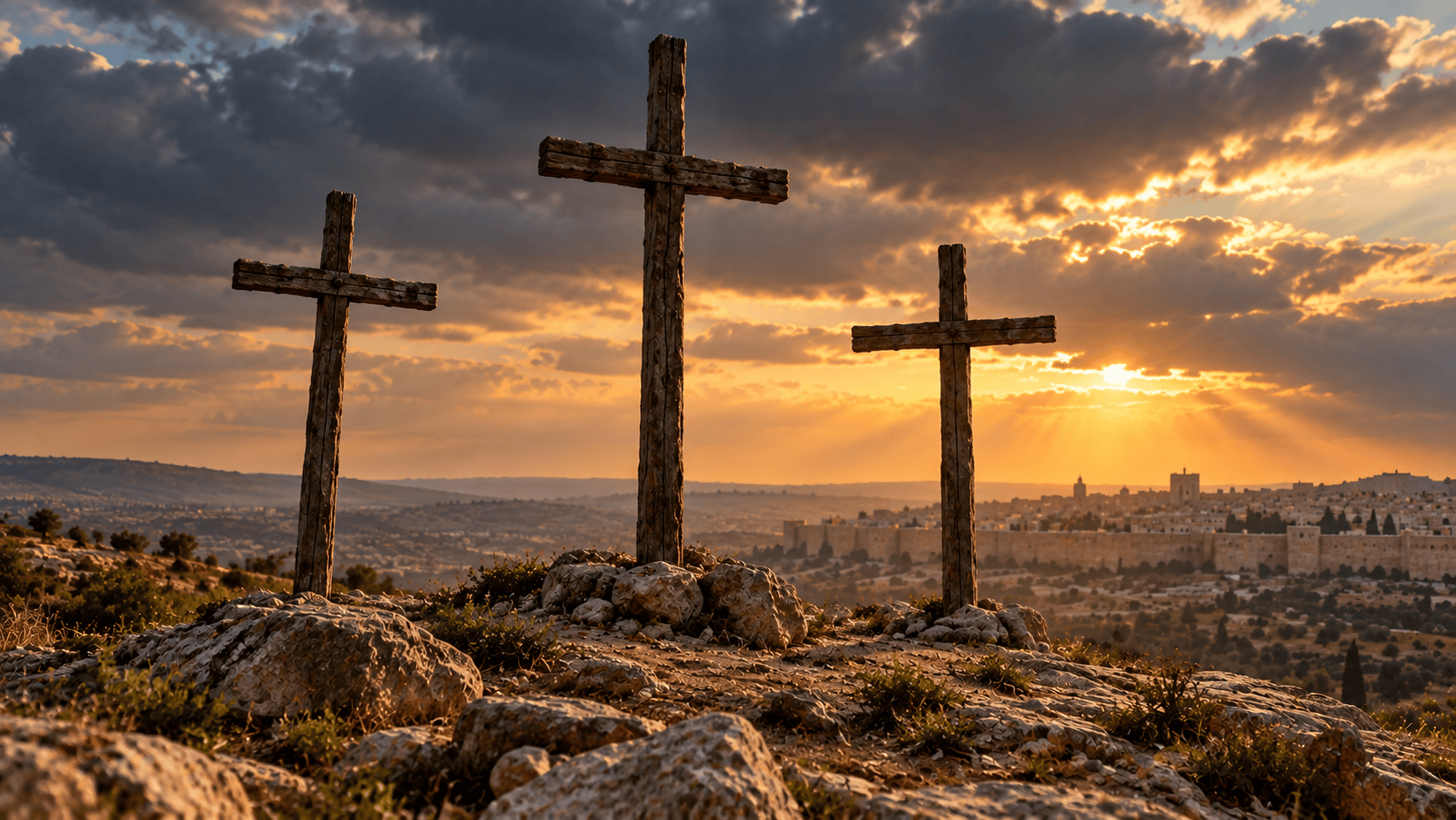 Three empty crosses on Calvary illustrating why the cross makes sense in God’s plan of salvation