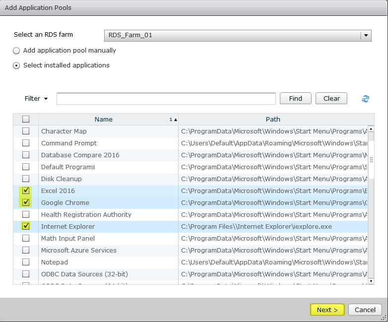 Add RDS Server to View 7 - 18 Select Applications