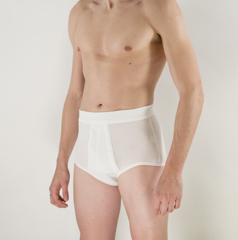 High rise briefs open fly ribbed cotton