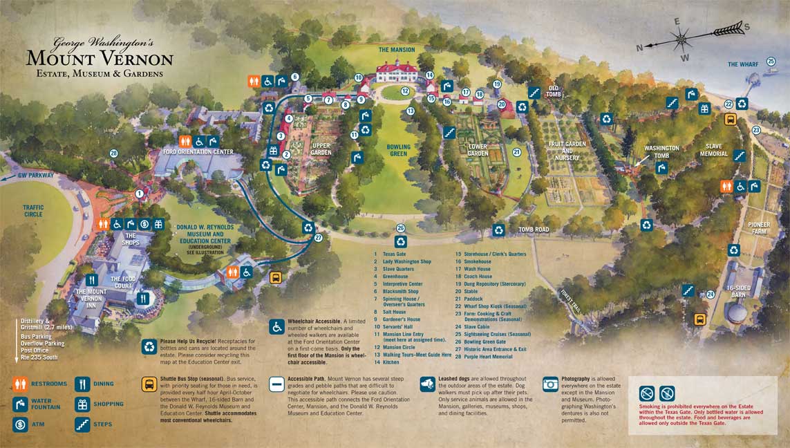Mount Vernon Le Domaine De George Washington Visiting Washington Visits Mountvernon Map Large 