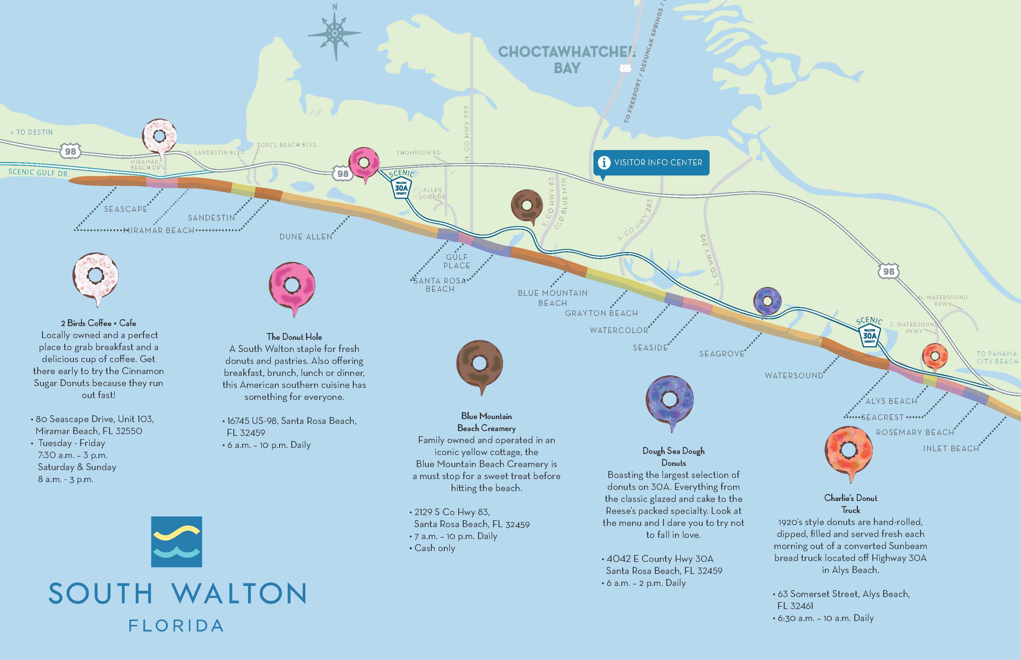 Map Of South Walton Beaches Fort Walton Beach Map AIJO Donut Map Updated 