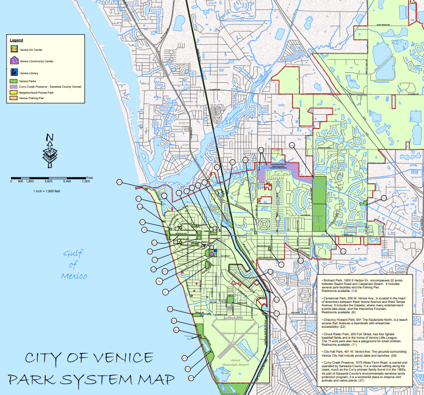Mapa Del Rea De Venice Florida Parks 