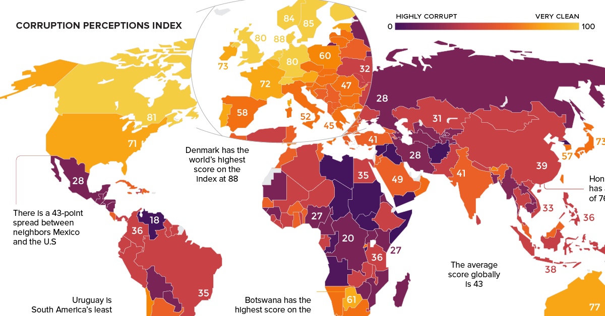 Infographic Visualizing Corruption Around The World Corruption Index Prev 