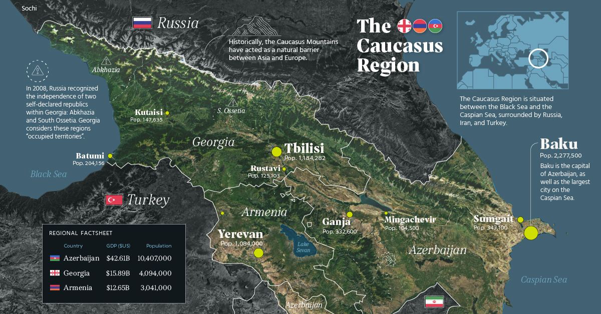Russia Caucasus Mountains Map Map Explainer Caucasus Region Share 