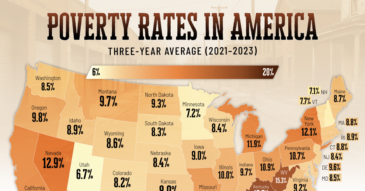 American Poverty Map Rates Shareable.