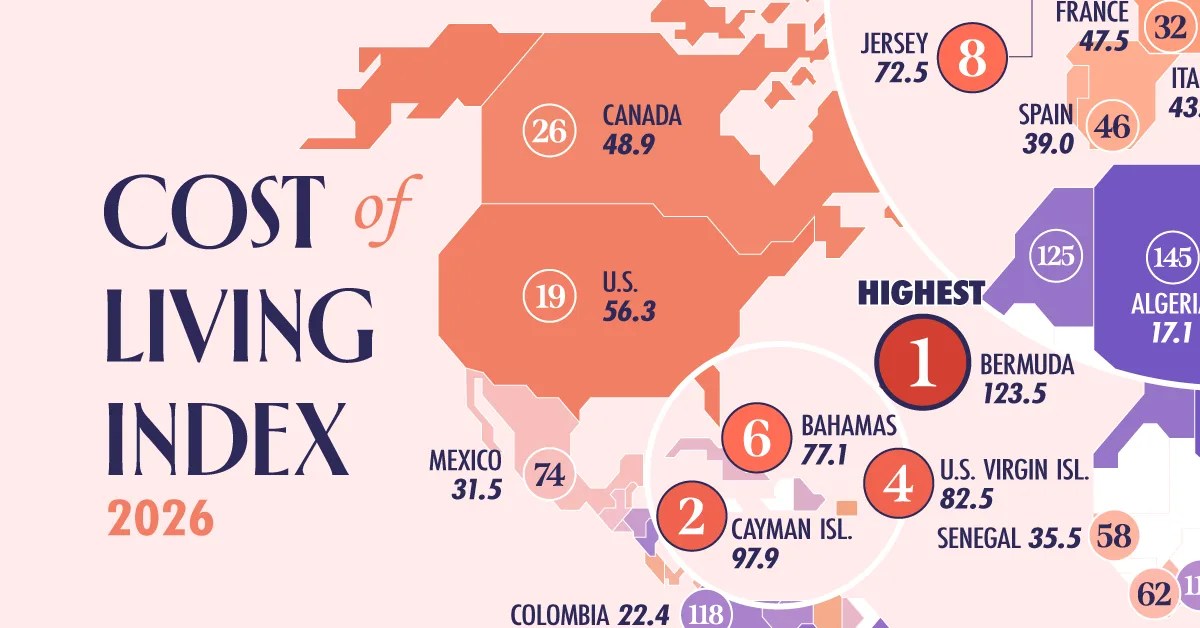 Mapped: The Global Cost of Living Index 2026 (2026)