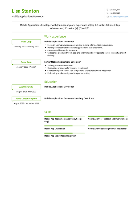 10+ mobile applications developer resume examples that land jobs
