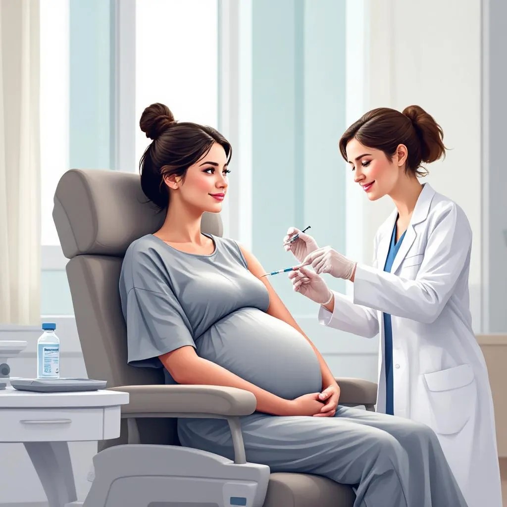 Vaccino pertosse in gravidanza - donna incinta riceve vaccinazione