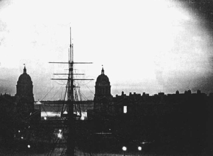 A tall ship in the city