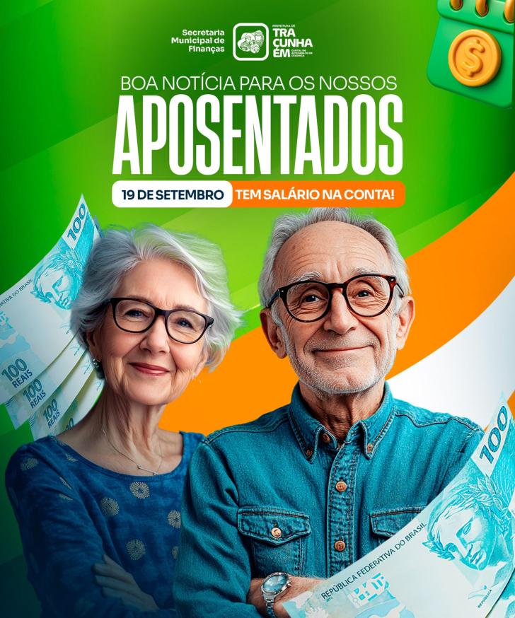 Servidores aposentados recebem na próxima sexta (19), em Tracunhaém