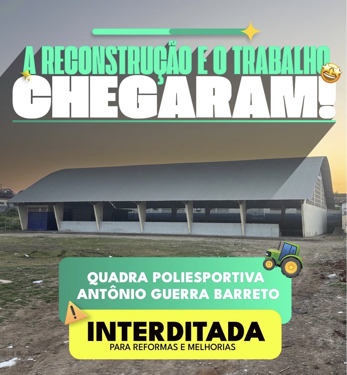 Quadra Antônio Guerra Barreto é interditada para reforma e melhorias em Lagoa do Carro