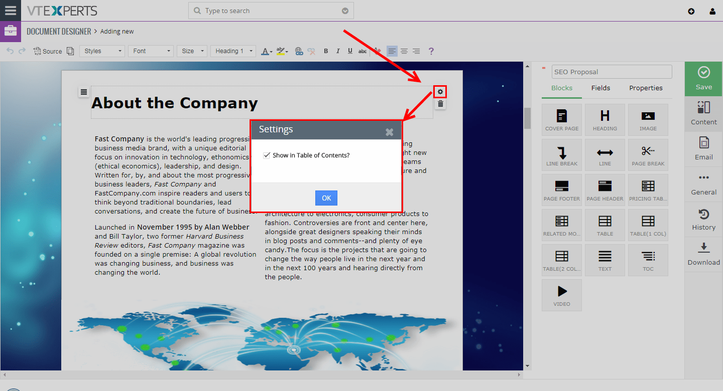 Diseñador de documentos VTiger y creador de PDF - Guide4