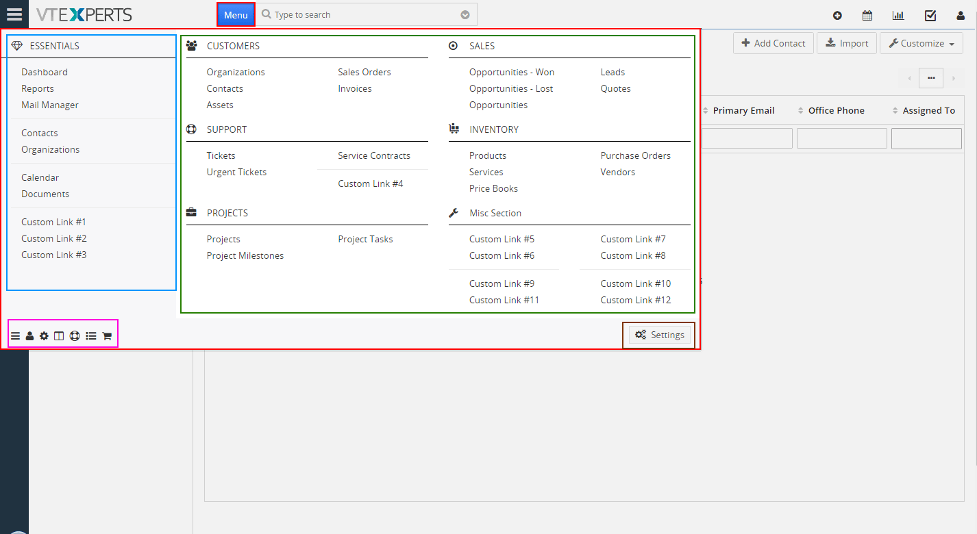 VTiger-7-Menú-Administrador-Vista