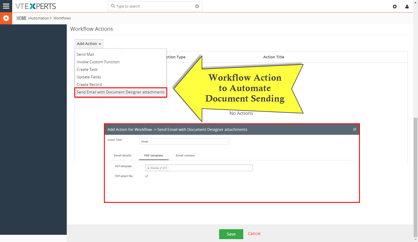 Diseñador de documentos VTiger: automatización