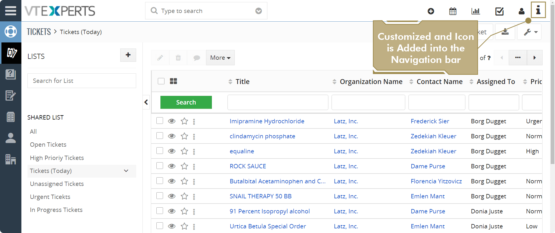 Personaliza la barra de navegación de Vtiger CRM