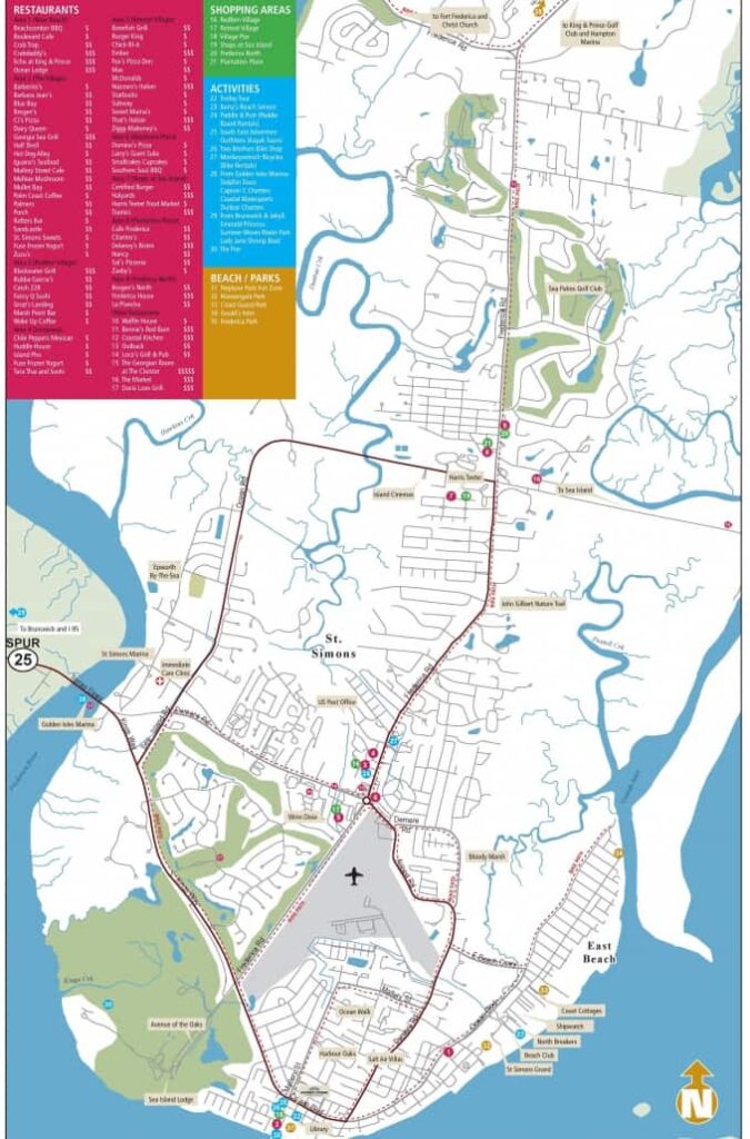 Map Of Saint Simons Island St Simons Island Map GA 675x1024 