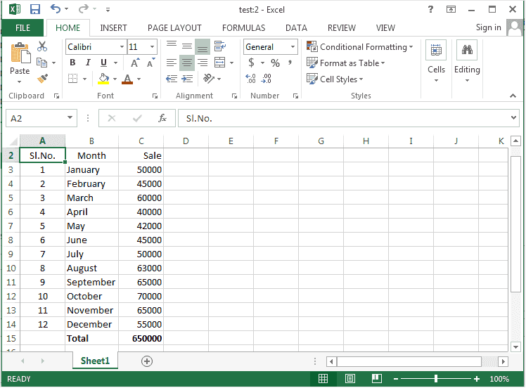 view worksheet excel 2013 w3resource