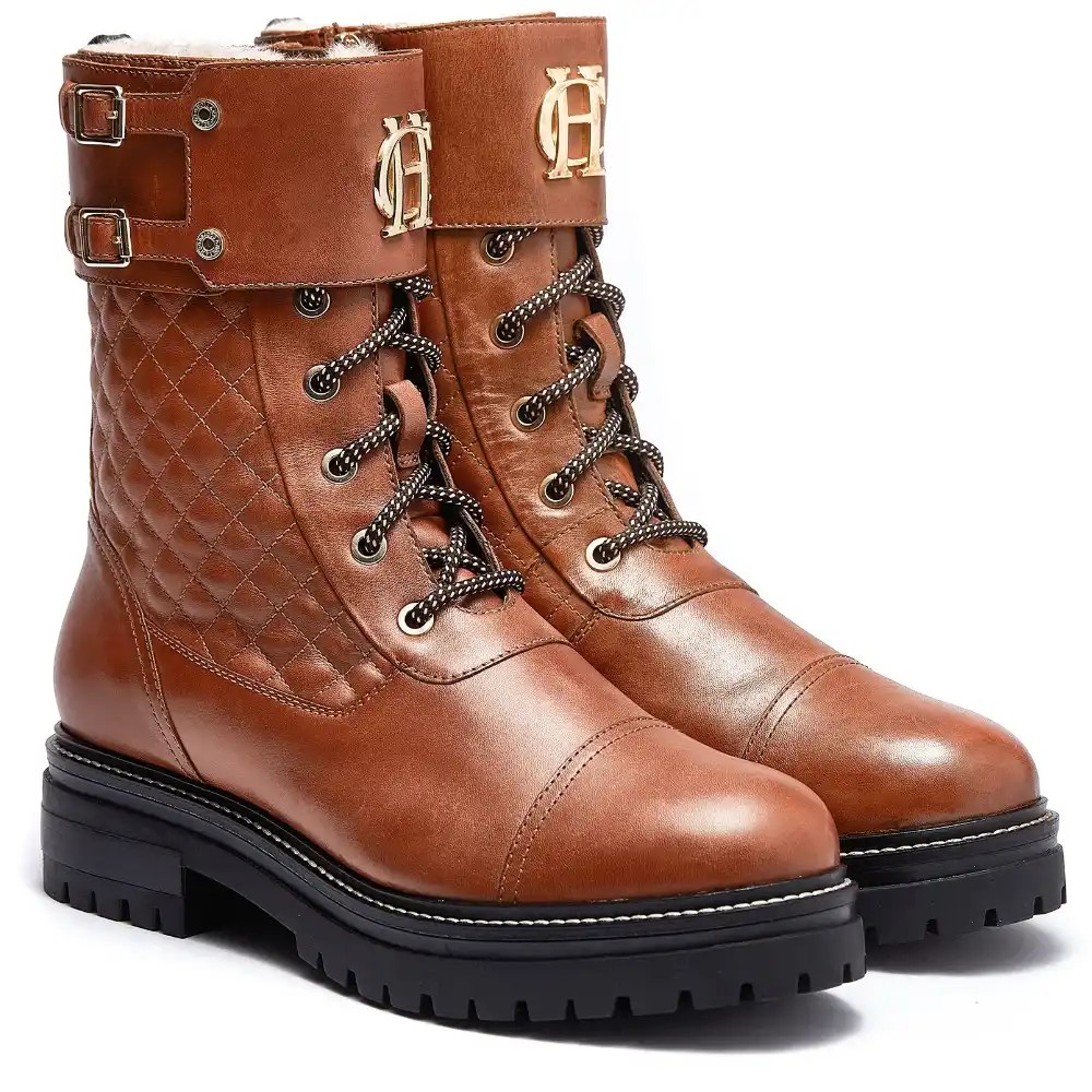 Holland Cooper Ladies Camden Biker Boot Tan Leather