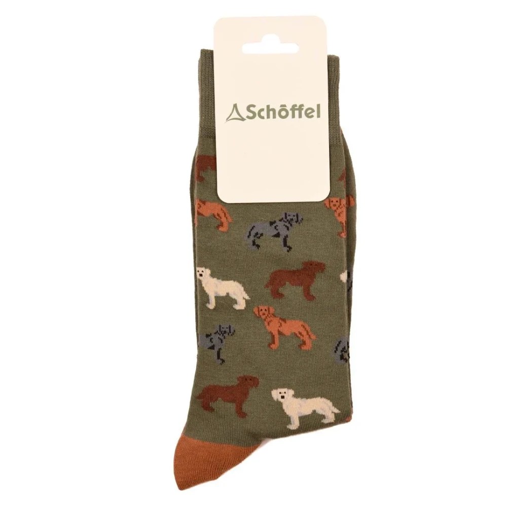 Schoffel Mens Cotton Socks Olive Labrador