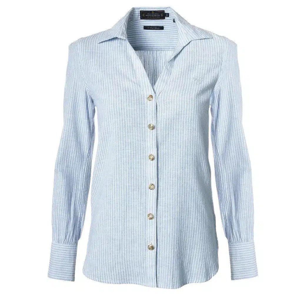 Holland Cooper Ladies Classic V-Neck Blouse Azure Stripe