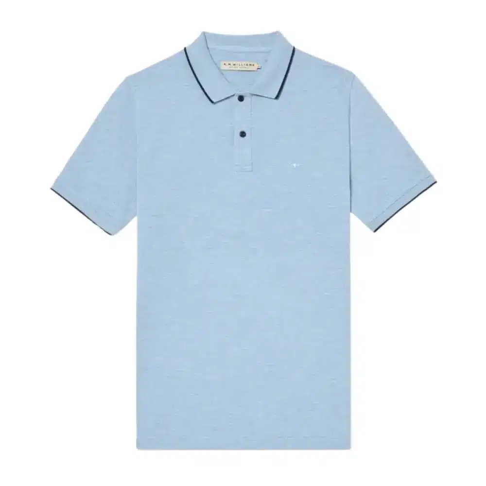 R.M.Williams Mens Rokewood Polo Sky Blue