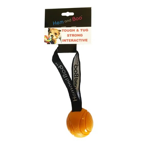 Hem & Boo Tough Ball On Webbing Handle Throw Toy
