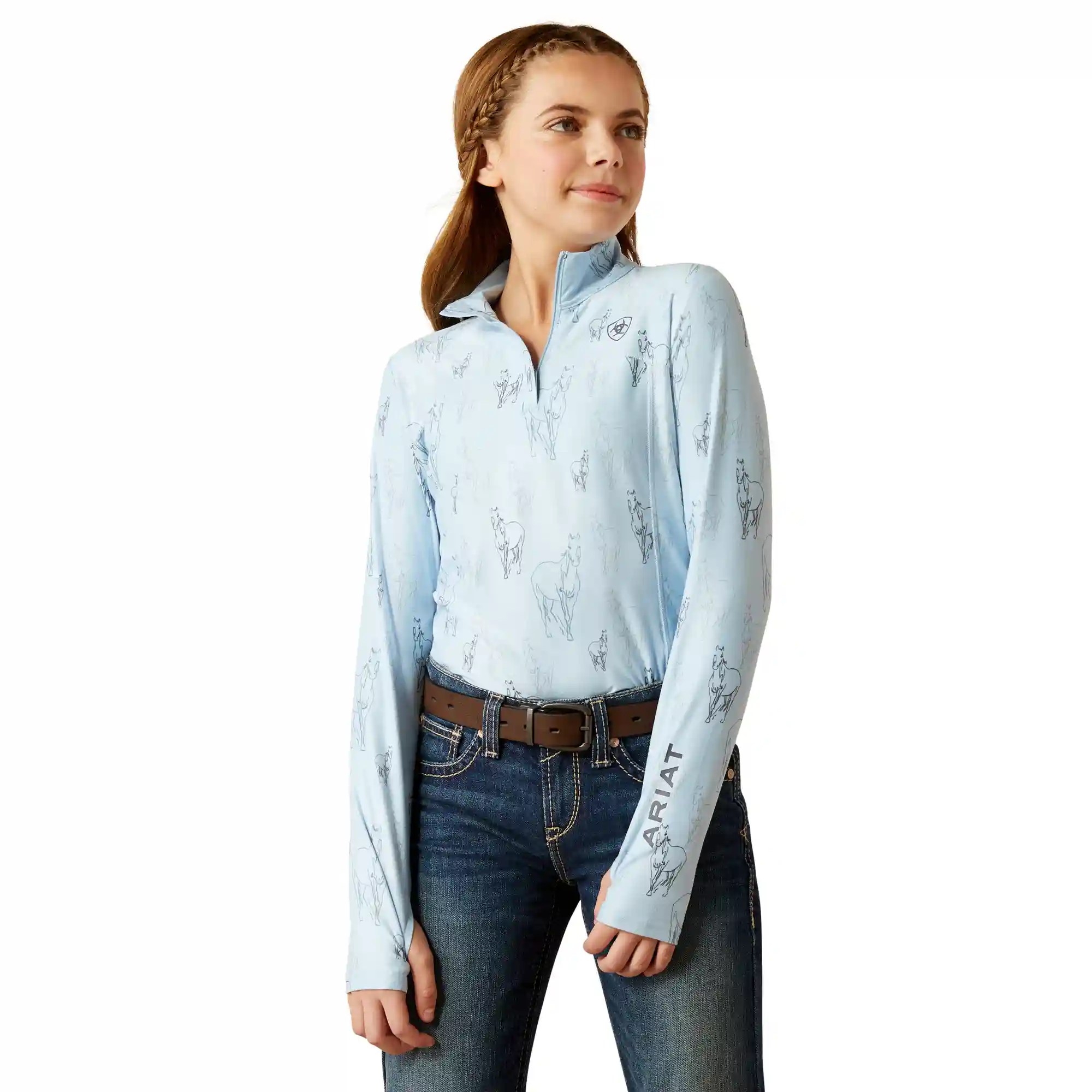 Ariat Youth Lowell 3.0 Quarter Zip Long Sleeve Base Layer Sketch Horse