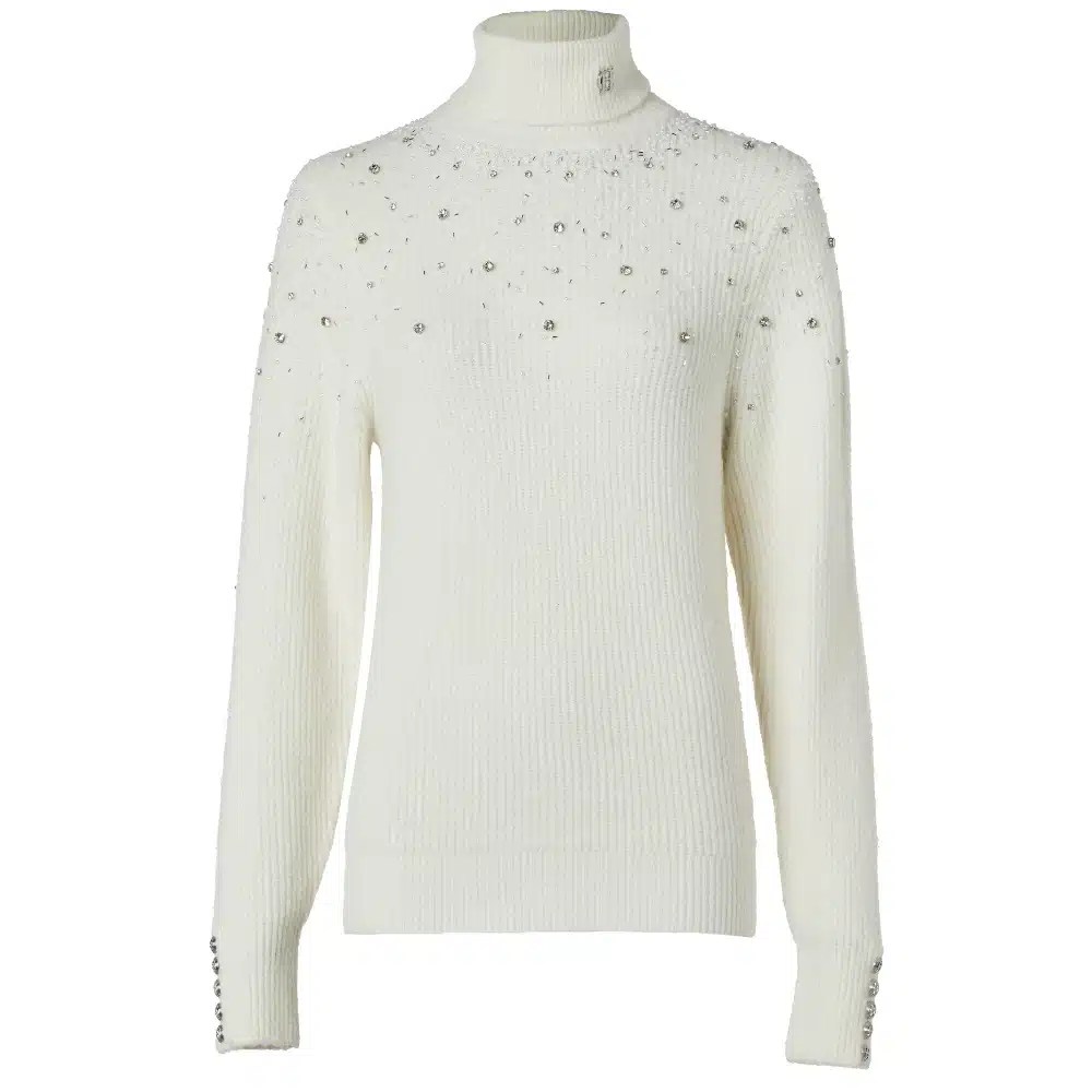 Holland Cooper Ladies Kelsie Embellished Roll Neck Knit Natural