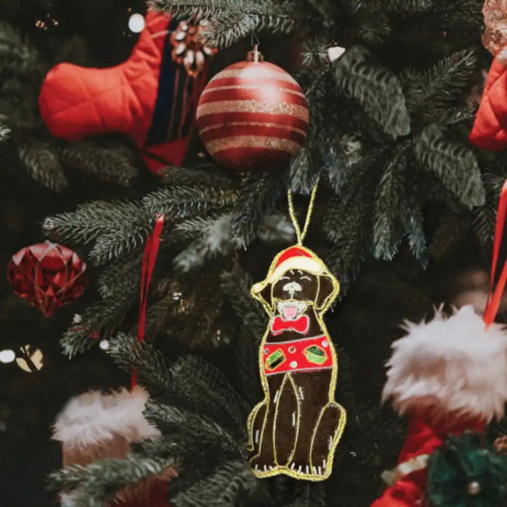 EqueTech Christmas Decoration Chocolate Labrador on Tree