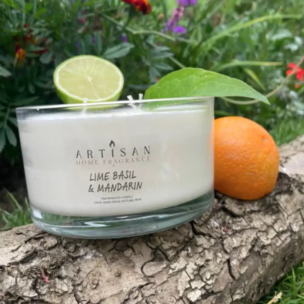 Artisan Home Fragrance Lime Basil & Mandarin Small 3 Wick Candle