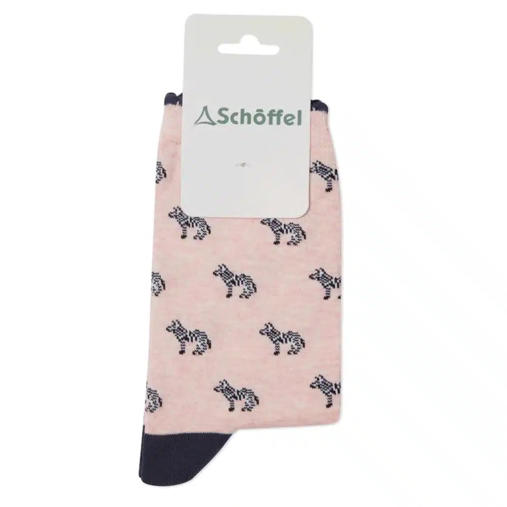 Schoffel Ladies Cotton Socks Pink Zebra