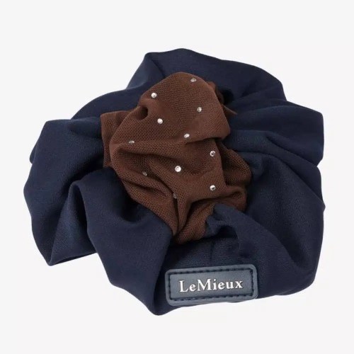LeMieux Scrunchie with Crystal Hair Net Navy/Brown