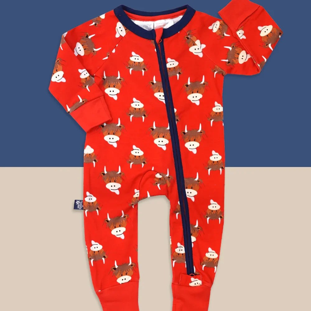 Blade & Rose Childrens Hamish Highland Cow Zip-Up Romper