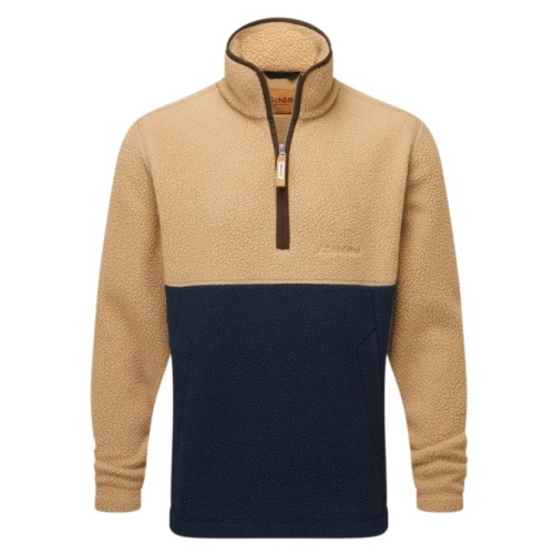 Schoffel Unisex Berkeley Retro Quarter Zip Fleece True Navy/Tan