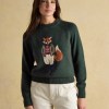 Joules Ladies Jonty Intarsia Fox Knitted Jumper Green