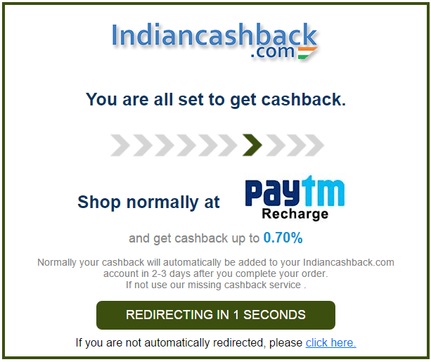 indiancashback redirecting