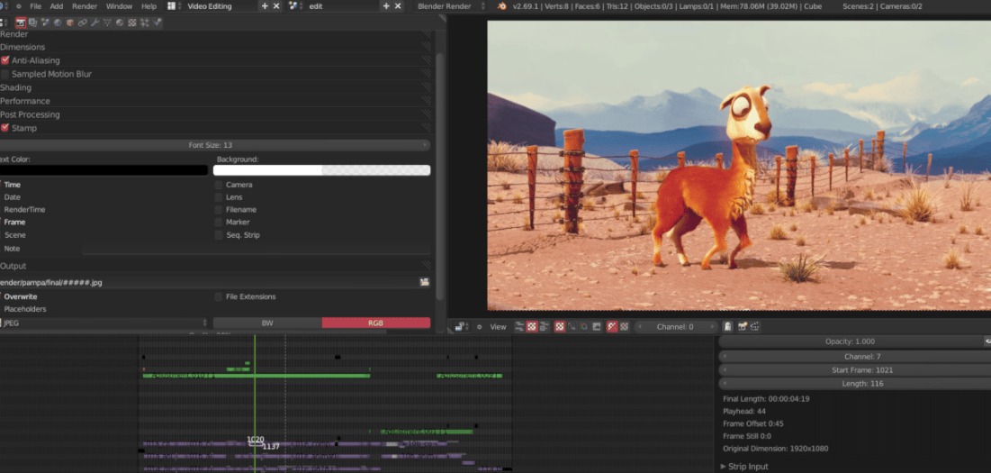Blender video editing software