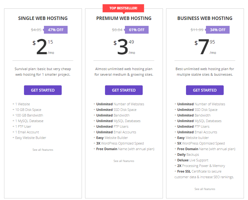Hosting plans