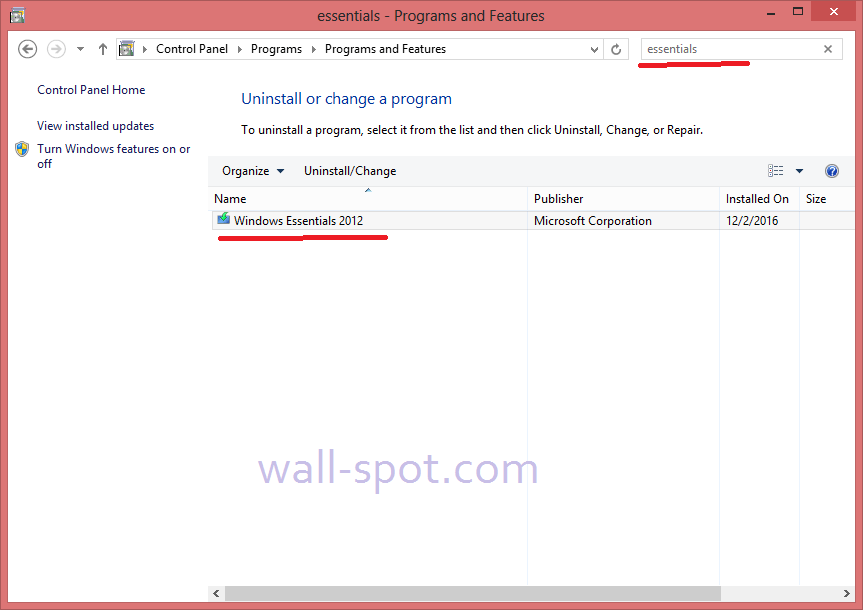 Windows Essentials uninstalling